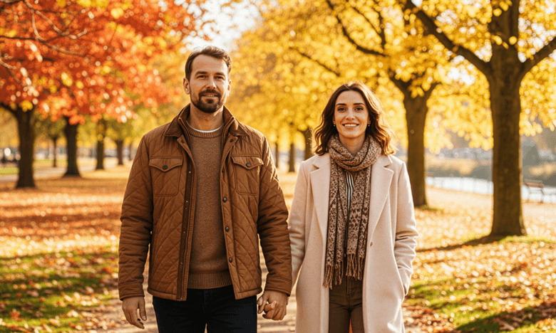 para w parku - zdjęcie promujące różowy październik